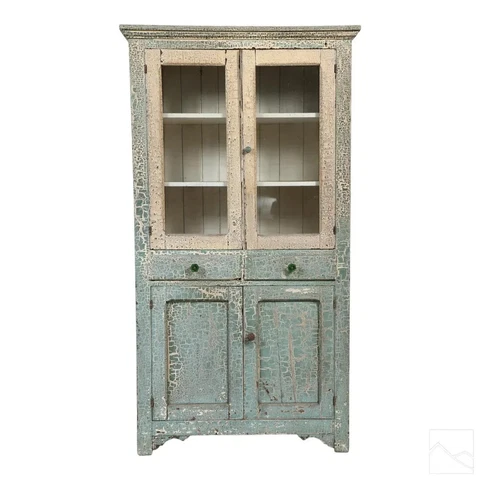 Antique Farmhouse Painted French Kitchen Cupboard Cover