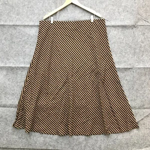 Preview Target Skirt Womens 20 Brown Black Striped Linen Elastic Waist 12332 - Picture 1 of 9