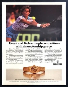 1987 Estrella del tenis Chris Evert foto Rolex Oyster Dama Perpetua Datejust anuncio impreso - Imagen 1 de 1