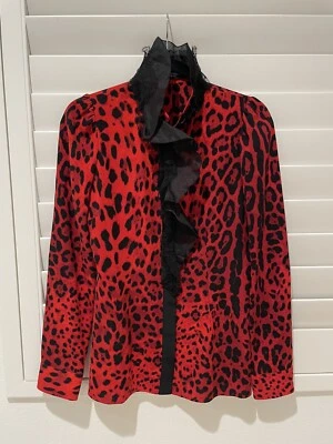 Top, camisa, blusa con botones estampado animal de seda Dolce Gabbana, talla IT 40, US 4 Foto 1 de 4