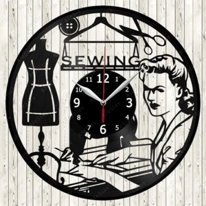 Sewing Vinyl Record Wall Clock Decor Handmade 1785 - Picture 1 of 12