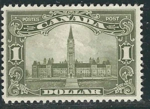Canada Stamps 159 SG 285 $1 Olive Grn Parliament Blg MLH VF 1929 SCV $300.00 - Picture 1 of 2