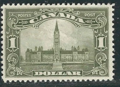 Canada Stamps 159 SG 285 $1 Olive Grn Parliament Blg MLH VF 1929 SCV $300.00 - Image 1 of 2