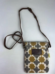 JOYN Crossbody Woven Small Essentials Grey Ochre Ecru Star Mosaic Vegan Trim - Picture 1 of 6