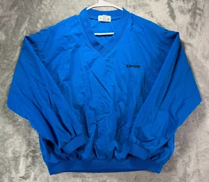 Vintage Izod Windbreaker Mens Medium Blue Pullover Nylon V-Neck Golf Outdoor - Picture 1 of 11