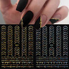 Naklejki na paznokcie 3D Brokat Stripe Line Francuskie końcówki Transfer Nail Art Manicure Nowe