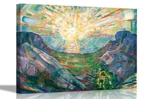 The Sun de Edvard Munch Impresiones de Lona enmarcada Pared Colgante Arte Imágenes Paisaje - Imagen 1 de 10