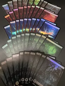 MTG wilds of eldraine Basic land full art FOIL ×50 Swamp Mountain Plains Forest - Picture 1 of 24