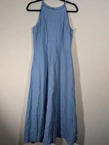 Boden Womens Blue Linen Sleeveless Maxi A Line Riviera Dress Sz 8 Preppy Coastal - Picture 1 of 9