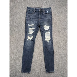 American Eagle Hi-Rise Jegging 10 Long 360 Ne(x)t Level Stretch Distressed Jeans - Picture 1 of 12