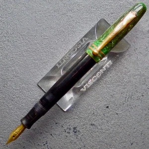Serviced PARKER DUOFOLD Fountain Pen•Onyx Jade•Button•14K Gold Plated Flex F Nib - Picture 1 of 8