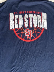 ST JOHNS BASKETBALL SHIRT XL ROT STORM QUEENS NY BIG EAST L/S COMFORT WASH NAVY - Bild 1 von 6