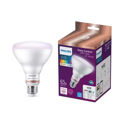 65-Watt Equivalent BR30 LED Smart Wi-Fi Color Changing Light Bulb Powered by Wiz - Image 1 of 4