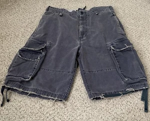 ABERCROMBIE & FITCH Vintage Men’s Gray Heavy Distressed Cargo Shorts - Sz. 33” - Picture 1 of 4