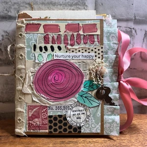 Mini Handmade Junk Journal with Ephemera Pack, Small Art Journal Scrapbook - Picture 1 of 10