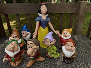 Vintage 80er Walt Disney XL Schneewittchen & die sieben Zwerge Keramik Figuren (RAR) - Bild 1 von 24