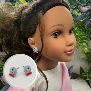 Weihnachten Schneekugel Schneemann Post Puppe Ohrringe • 18 Zoll Puppenschmuck - Bild 1 von 11