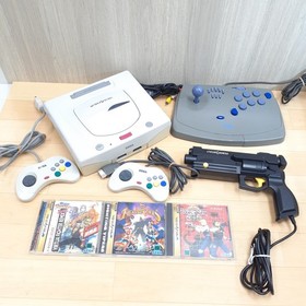 Sega Saturn Console With Light Virtua Gun Fighting Stick Controllers & 3 Games