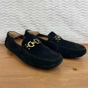 Donald J Pliner Mens Suede Driving Loafers Horse-bit Black Leather Bronze Sz 11 - Imagen 1 de 20