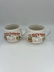 Set of 2 Vintage Tomato Soup Recipe Handled Ceramic Bowls Soup Mugs - Picture 1 of 6