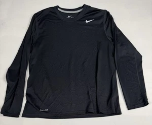 Nike Dri-Fit Crewneck Long Sleeve T-Shirt Men’s M Black - Foto 1 di 6