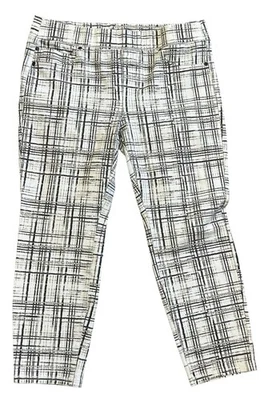 Liverpool Petite 12/31 Plaid Pull-On Pants Cream Black Brown Stretch Comfort - Image 1 of 4