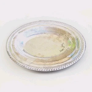 * Silverplate 12" x 9" Oval Tray With Rope Edge Design Vintage - Picture 1 of 3