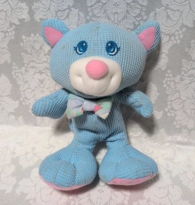 复古 1994 Fisher Price 毛绒 Cozies 华夫饼编织熊蓝色带领结 SPOTS — 第 1/4 张图片