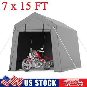 Outdoor Storage Shed Portable Motorcycle Garage Shelter Shed Roll-up Zipper Door - Picture 1 of 8
