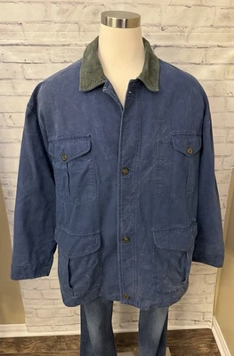 Vintage Izod XL Chore Barn Western Oversized Coat Jacket Blue Flannel Lined - Image 1 of 4