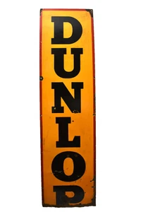 Insegna Pubblicitaria Vintage Dunlop Tyres Porcellana Smaltata Cartello 67x18 Pollici Garage D - Foto 1 di 9
