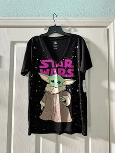 Star Wars Baby Yoda Grogu Mandalorian Black T-Shirt Women’s NEW WITH TAGS - XL - Picture 1 of 4