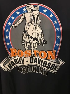 Biker Built HARLEY DAVIDSON Paul Revere BOSTON 2-side NAVY BLUE T-Shirt Mens 5XL - Picture 1 of 9