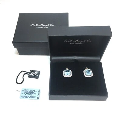 Hermosos Pendientes Le Vian Topacio Azul, Zafiro Blanco y Cuarzo Chocolate 14K Foto 1 de 4