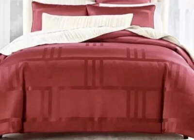Hotel Collection Structure Queen Duvet Cover Set Red 3pc Set New - Image 1 of 4