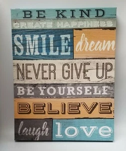 Artissimo Designs Be Kind Create Happiness Smile Dream Wall Sign Canvas - Picture 1 of 12