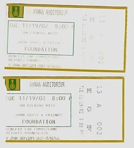 John Hiatt ~ 2002 Ryman Auditorium Nashville TN Konzertkarten ~ KOSTENLOSER VERSAND - Bild 1 von 1