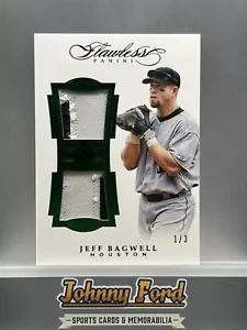 2017 Panini Flawless Jeff Bagwell Emerald Game Used Dual Patch 1/3 - Picture 1 of 2