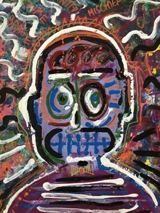 Psychadelic Portrait Abstract Art Trippy Painting On Canvas Mental Awareness - Picture 1 of 3