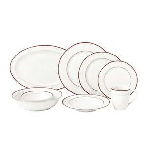 Juego de vajilla de porcelana de hueso de 50 piezas servicio para 8 personas - escarlata, 50 piezas - Imagen 1 de 8