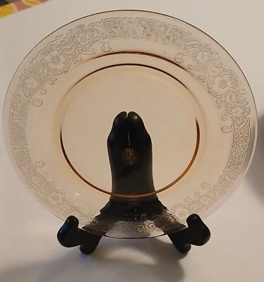 FOSTORIA VESPER AMBER 7-1/2" SALAD PLATE ETCH 275. QUANTITY 13 "MAKE OFFER" - Image 1 of 4