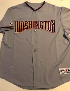 Washington Nationals 2XL Majestic Road Jersey Awesome Throwback Gold Lettering - Picture 1 of 2
