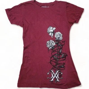 Women's Xtreme Couture Affliction Vintage Ostia Rose Hearts T-Shirt Top S-XL - Picture 1 of 2