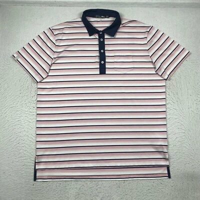 Camisa Polo RLX Ralph Lauren Absorbente Para Hombres XL Rosa Rayas Manga Corta Foto 1 de 4