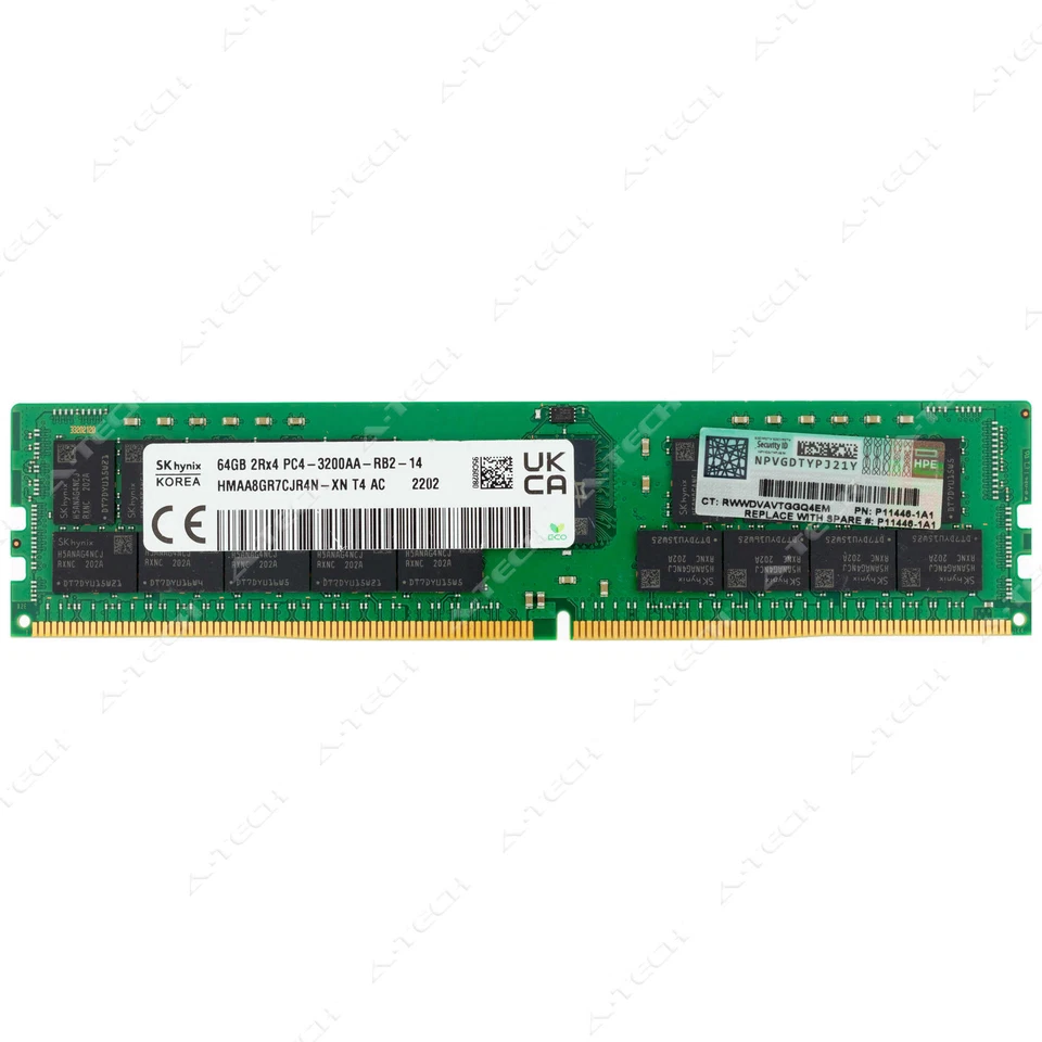 HP 64GB DDR4 RDIMM P07650-H21 P07650-B21 P20504-001 P11446-1A1 HPE Memory RAM 1x - Image 1 of 2