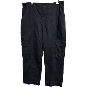 Abercrombie & Fitch Baggy Cargo Pants Women's Size 32 / 14 Short Black - Picture 1 of 10