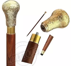 Brass Handle Walking Cane Stick King Edward Antique Style Canes For Men & Women - Picture 1 of 6