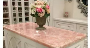 24" x 12" Natural Rose Quartz Crystal Table Handcrafted Gemstone Furniture - Picture 1 of 6