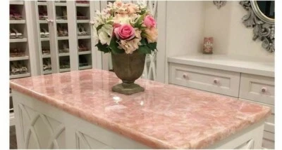 24" x 12" Natural Rose Quartz Crystal Table Handcrafted Gemstone Furniture - Image 1 of 4