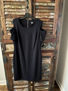 Neu mit Etikett Tommy Hilfiger Kleid Damen dunkelblau Cold Shoulder Kleid Etui klassisch 14 - Bild 1 von 3